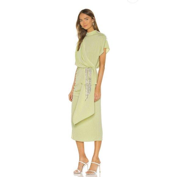 MARIANNA SENCHINA Toga Dress Pistachio Green Party - Picture 4 of 10